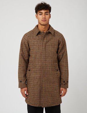 Beams Plus Balmacaan Collar Harris Tweed Coat - Gun Club Check