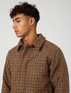 Beams Plus Balmacaan Collar Harris Tweed Coat - Gun Club Check