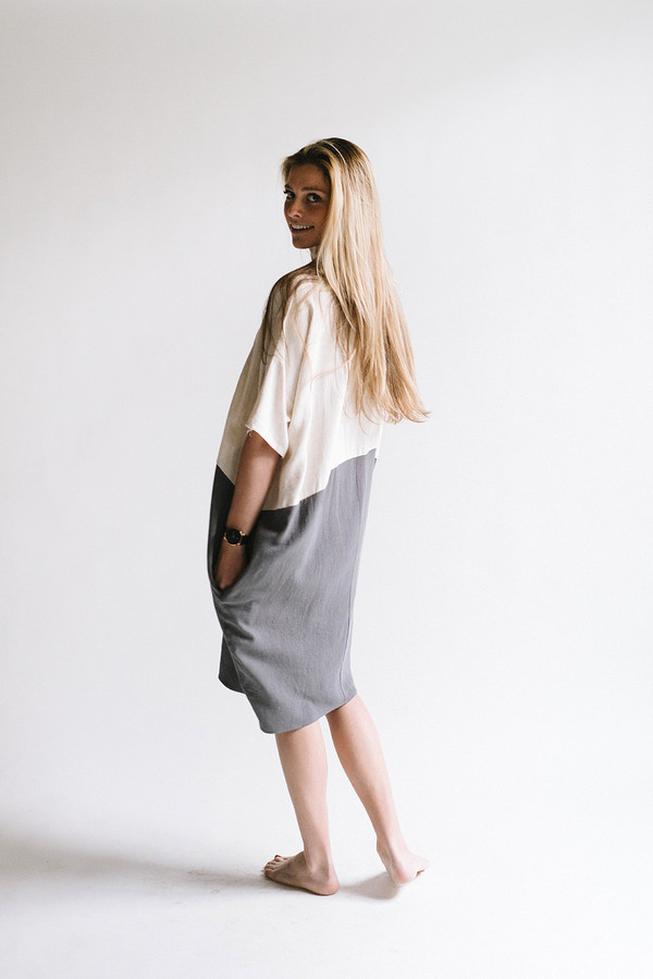 chinese dress ladies Lina Color-Blocked Linen Dress main image 0