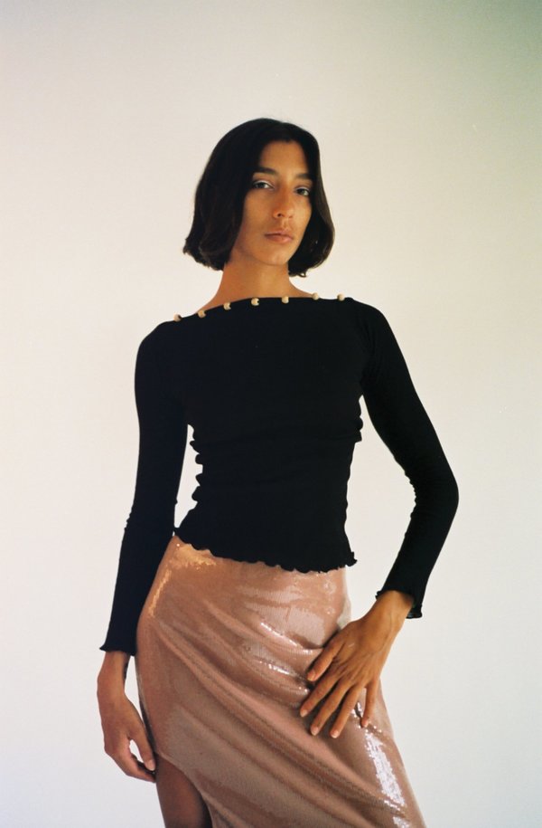 Baserange Beaded Tav Long Sleeve - Black | Garmentory