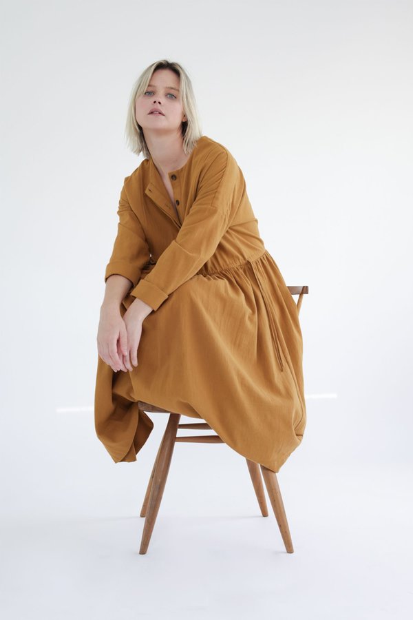 dark brown waist tie midi dress Orion Smocked Waist Tie Strap Poplin Midi Dress Black / M by Sugarlips main image 0