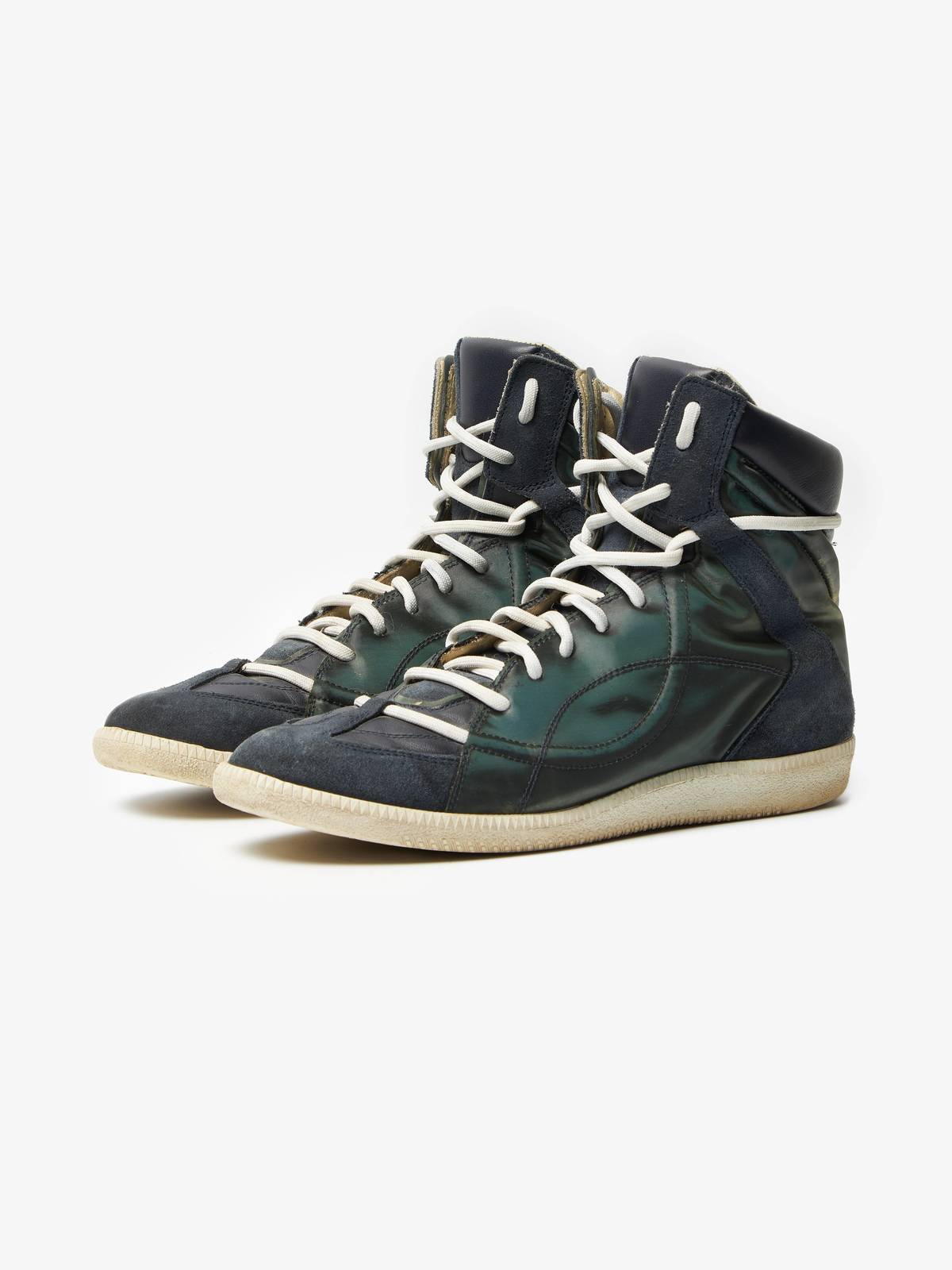 pre-loved Maison Margiela M High Top Sneakers - green/blue