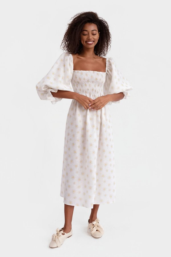 SLEEPER Atlanta Linen Dress - Daisies | Garmentory