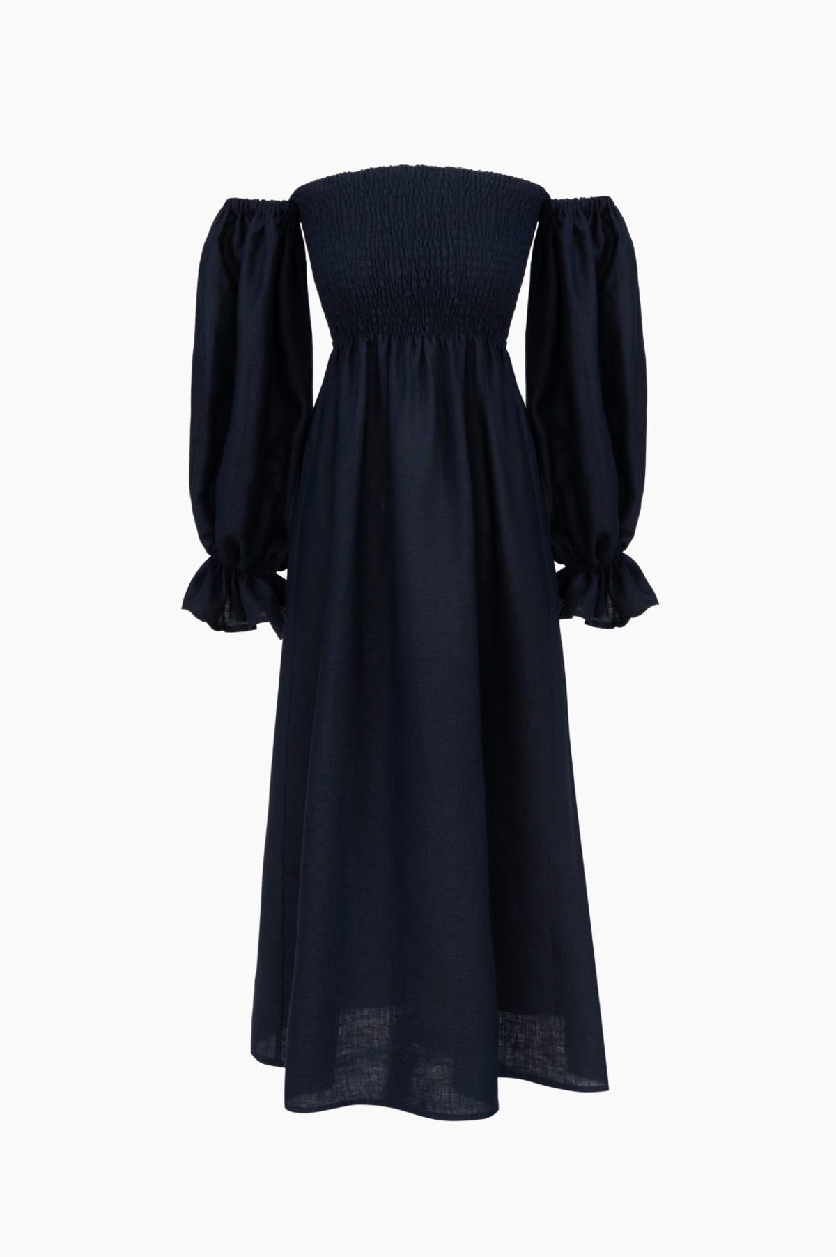 SLEEPER Atlanta Linen Dress in Navy | Garmentory