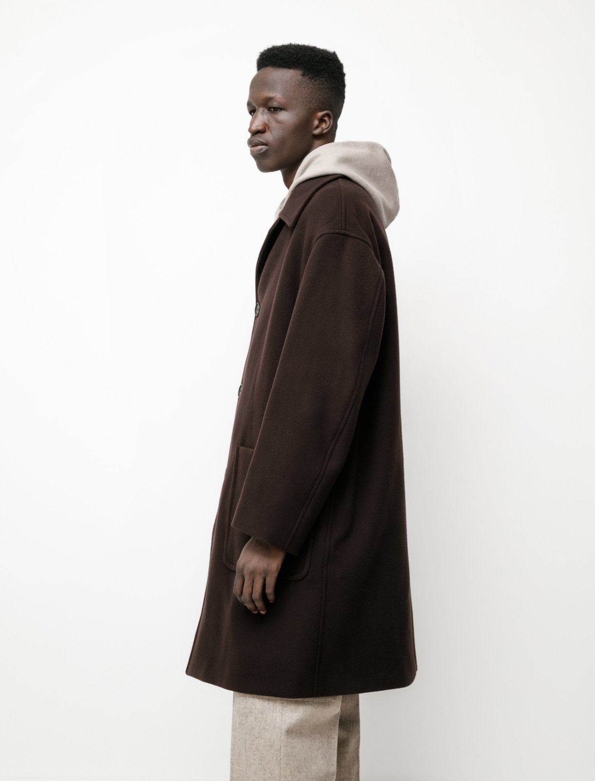 オーラリー MELTON SOUTIEN COLLAR COAT SPONGE WOOL MELTON SOUTIEN COLLAR COAT IN TOP BROWN — Shop