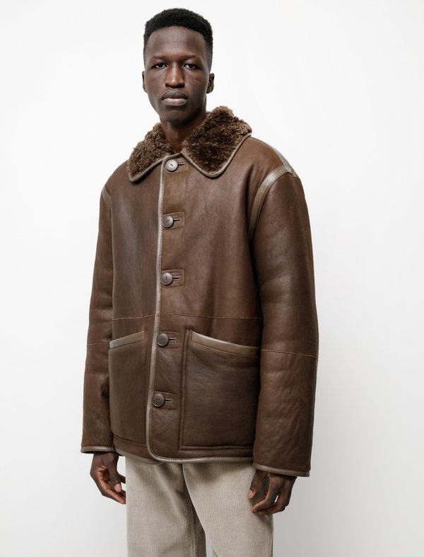 Lemaire Reversible Sheepskin Jacket - Dark Chocolate | Garmentory