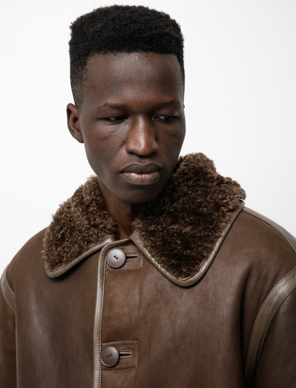 Lemaire Reversible Sheepskin Jacket - Dark Chocolate | Garmentory