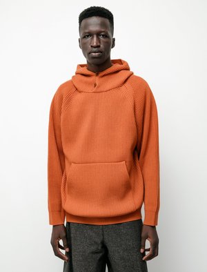 Auralee Super Fine Wool Rib Knit Big P/O Parka - Orange | Garmentory