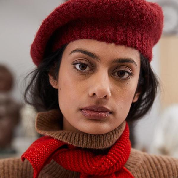 Misha & Puff Bouclé Louise Beret - Cranberry Red | Garmentory