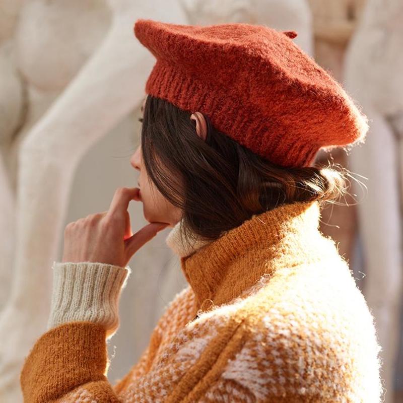 Misha & Puff Woman Bouclé Louise Beret - Henna Brown