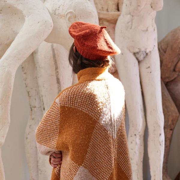 Misha & Puff Woman Bouclé Louise Beret - Henna Brown | Garmentory