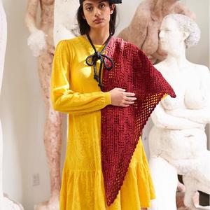 Misha & Puff Lattice Crochet Shawl - Cranberry Red | Garmentory