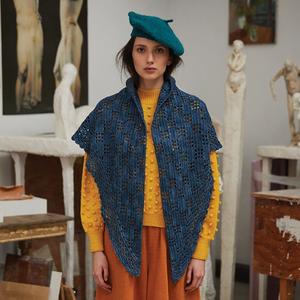 Misha & Puff Woman Lattice Crochet Shawl Dusk Blue | Garmentory