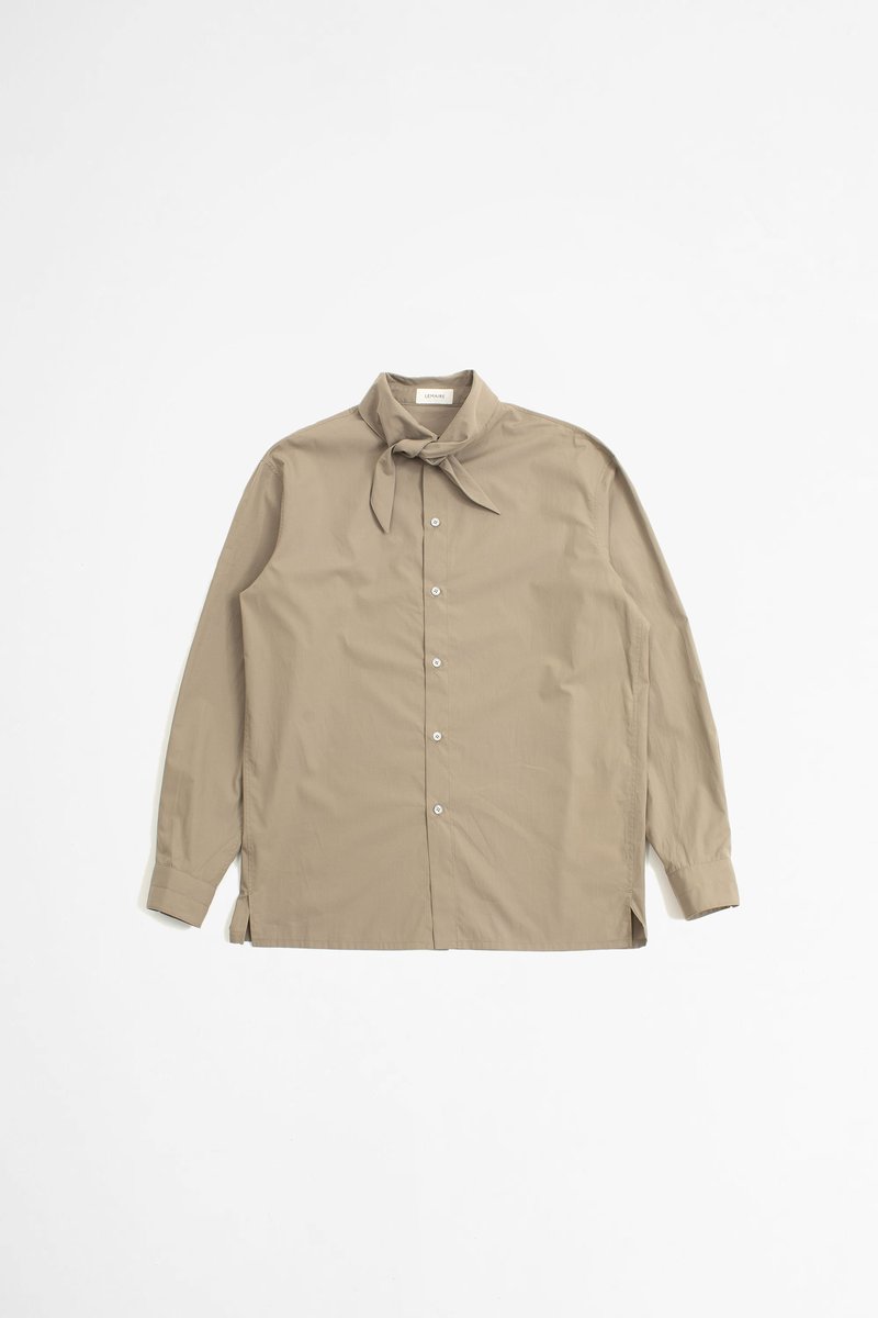 Lemaire Tie Neck Shirt - Greige | Garmentory