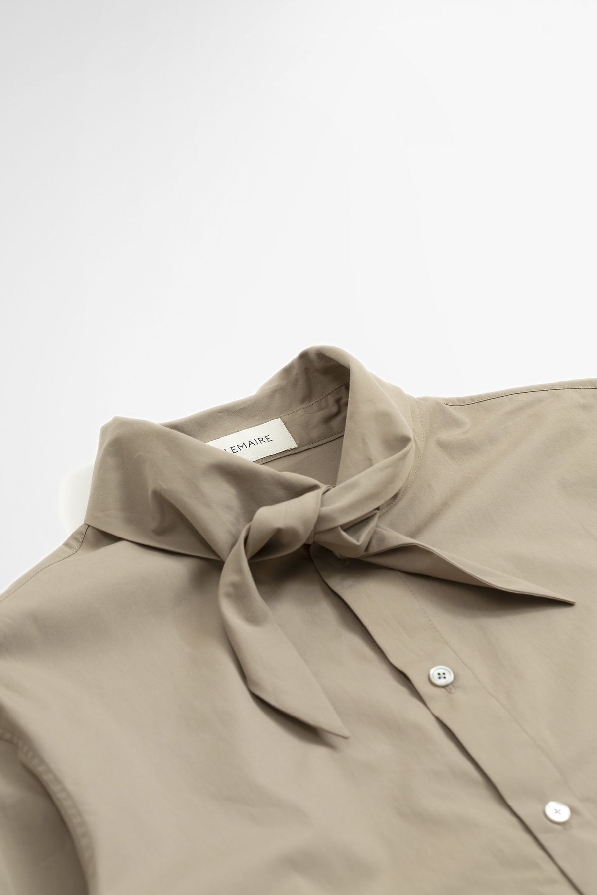 Lemaire Tie Neck Shirt - Greige | Garmentory