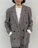 Vintage Wool Check Blazer Coat - Thumbnail 4