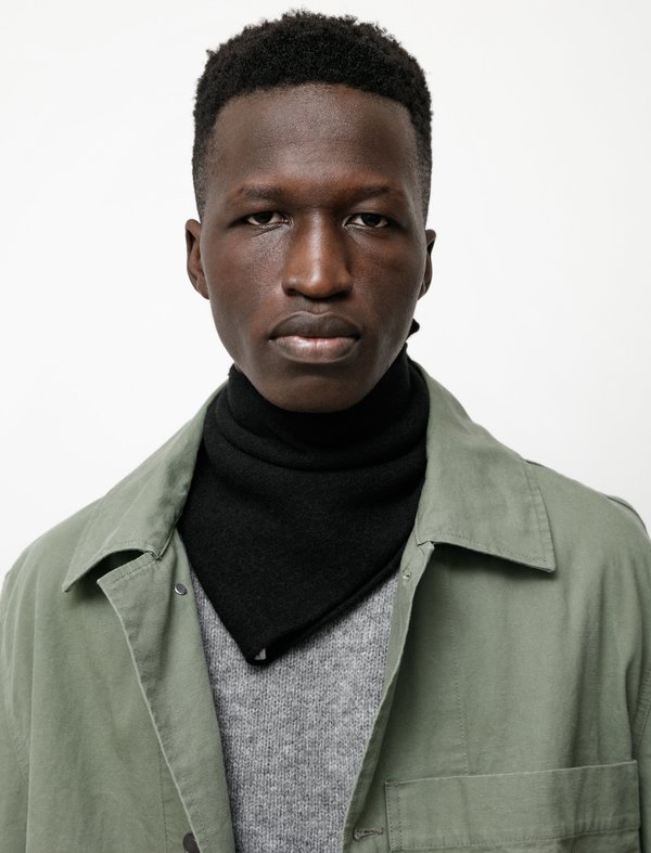 Margaret Howell MHL Lambswool Scout Scarf - Black | Garmentory