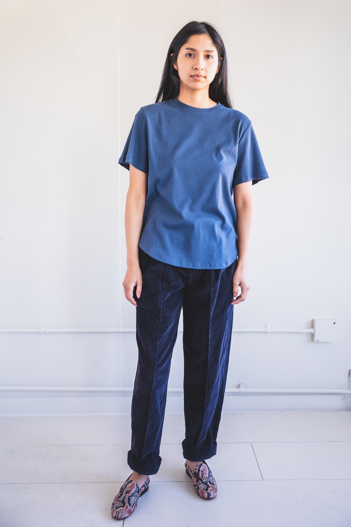 Seya Brushed Cotton Jersey Essential Tee Shirt - Night Blue