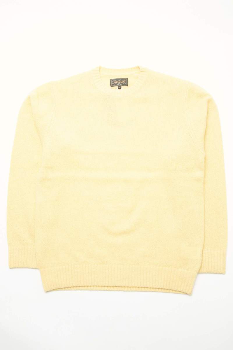 Beams Plus Crew Cashmere*Silk 7G Sweatshirt - YELLOW | Garmentory
