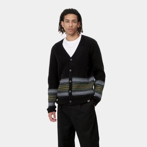 CARHARTT Dillon Cardigan - Dillon Stripe Black | Garmentory
