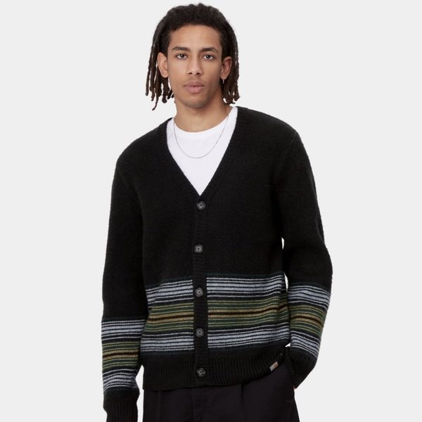 CARHARTT Dillon Cardigan - Dillon Stripe Black | Garmentory