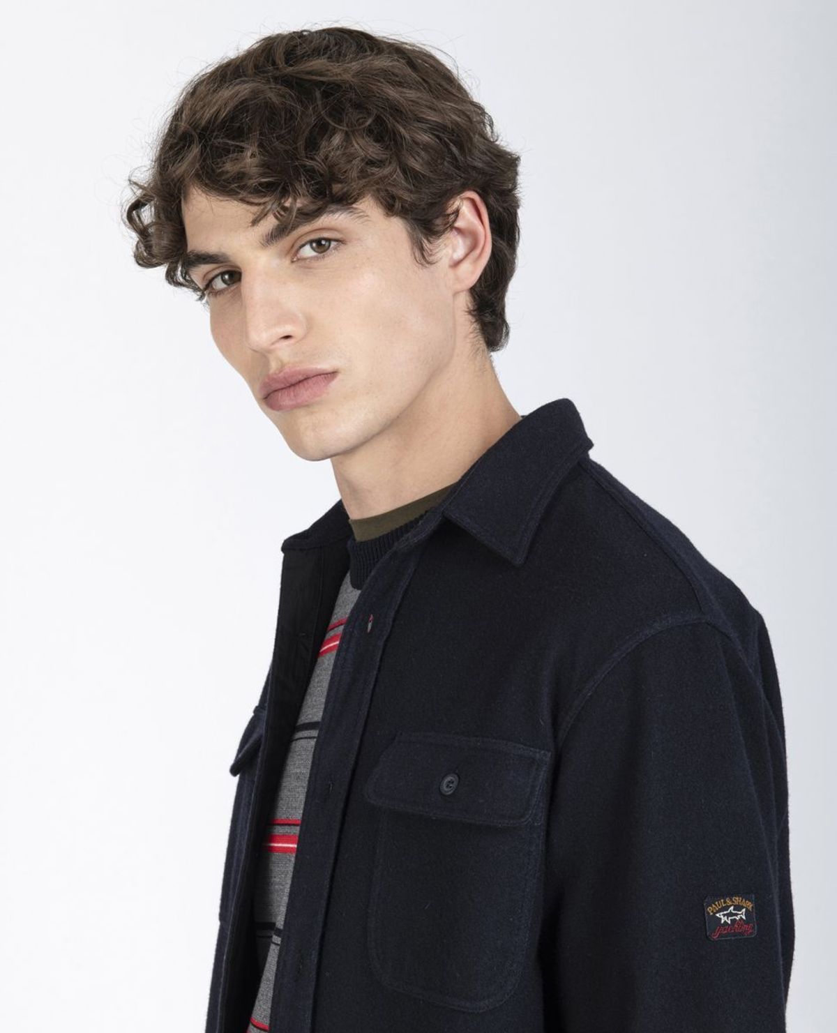 Paul \u0026 Shark Garment Dyed Wool Overshirt - Navy | Garmentory