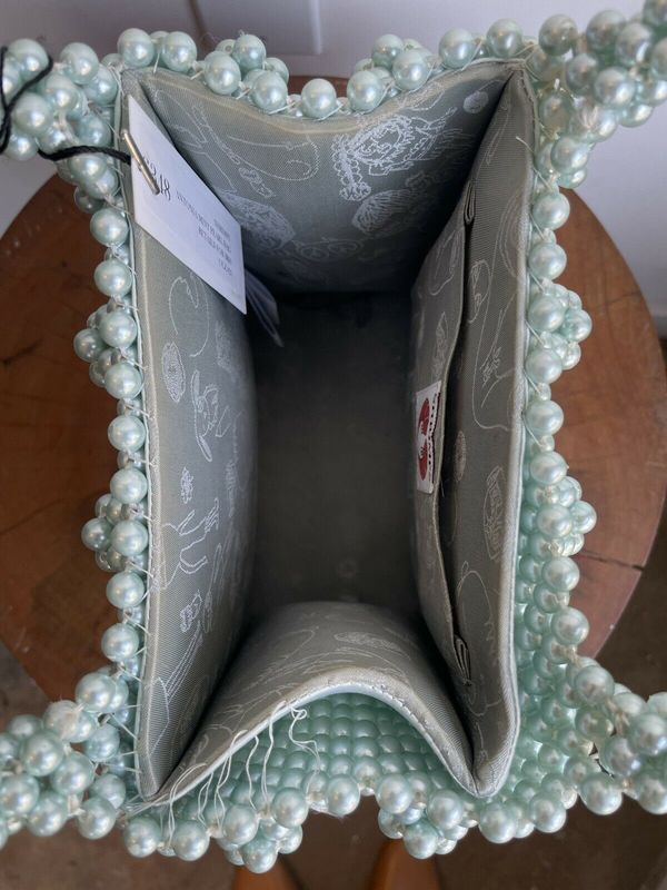 pre-loved Shrimps ANTONIA PEARL BAG - MINT 
