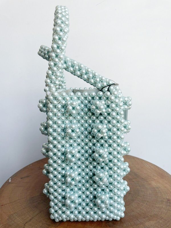 pre-loved Shrimps ANTONIA PEARL BAG - MINT 