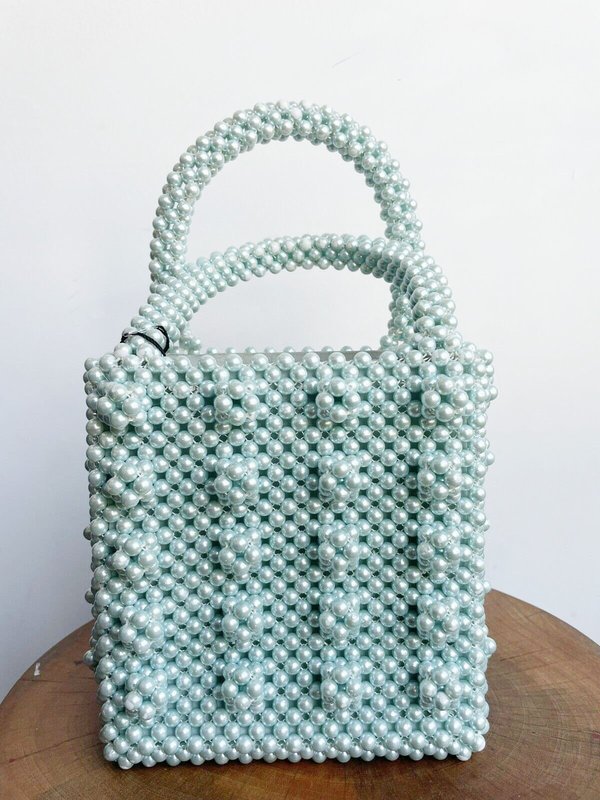 pre-loved Shrimps ANTONIA PEARL BAG - MINT 
