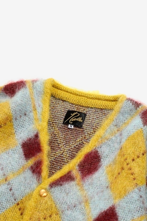 Needles Mohair Argyle Cardigan - Yellow | Garmentory