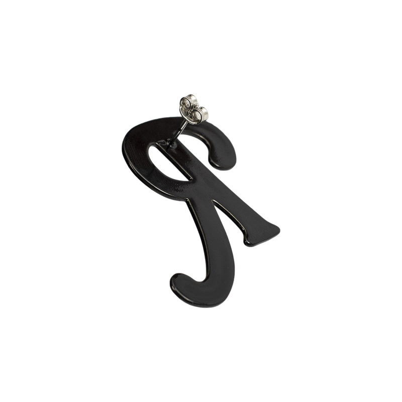Raf Simons Single R-logo earring - black | Garmentory