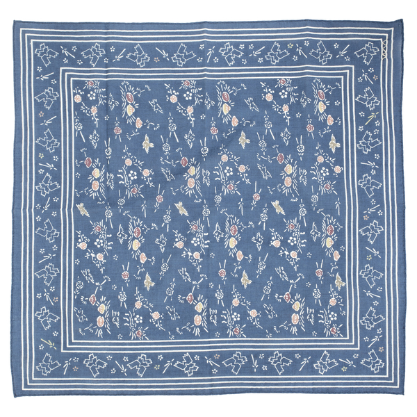 Visvim Printed Cotton Bandana scarf - blue | Garmentory