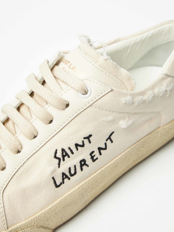 pre-loved Saint Laurent Paris M Embroidery Logo Detailed Sneakers - beige |  Garmentory