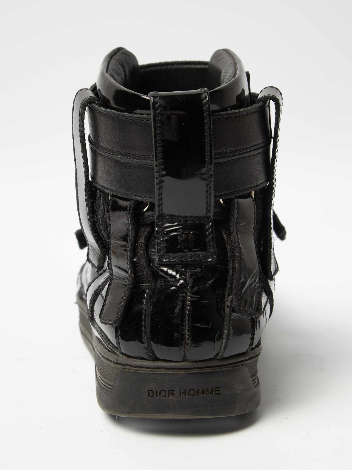 pre-loved Dior M Kris Van Assche Velcro Laquered Sneakers - black 