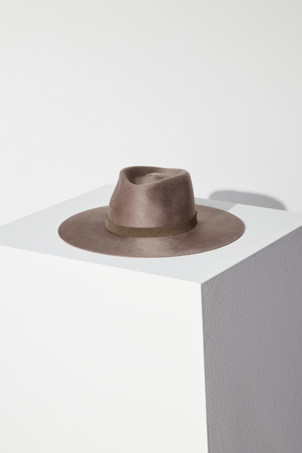 Janessa Leone Cole Hat Brown Wool Wide Brim Fedora Gray Leather Band Large USA Cole Hat | Janessa Leoné main image 4
