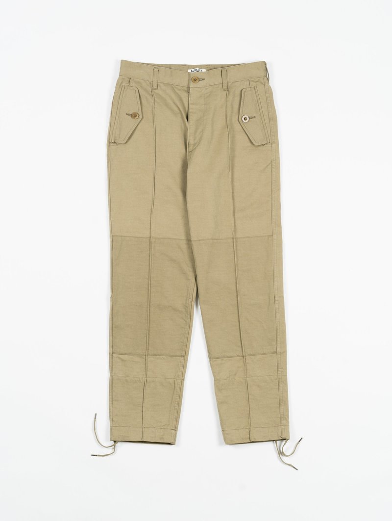 Auralee Washed Finx Buggy Satin Narrow Field Pants - Khaki Green
