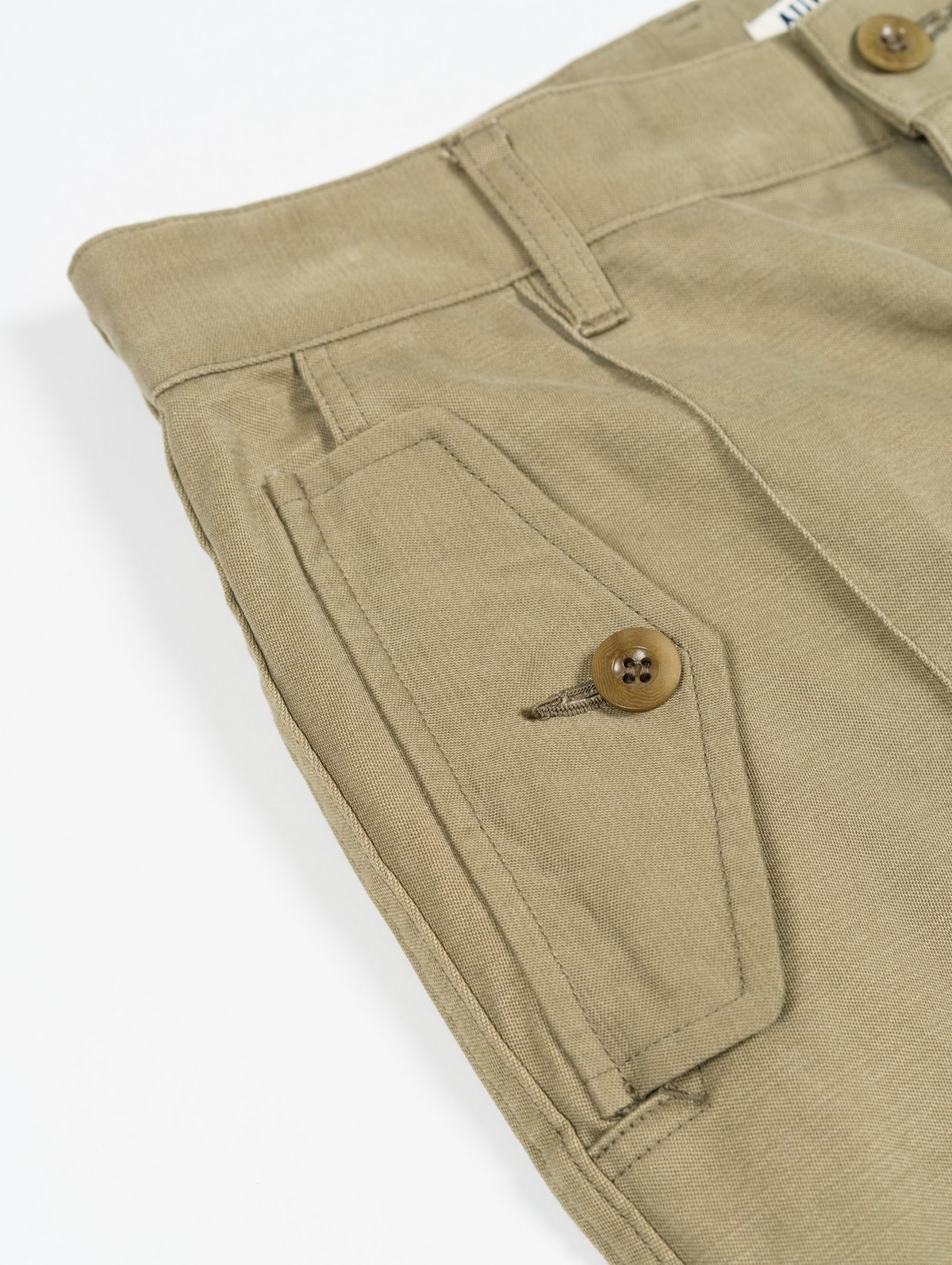 Auralee Washed Finx Buggy Satin Narrow Field Pants - Khaki Green