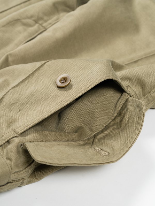 Auralee Washed Finx Buggy Satin Narrow Field Pants - Khaki Green