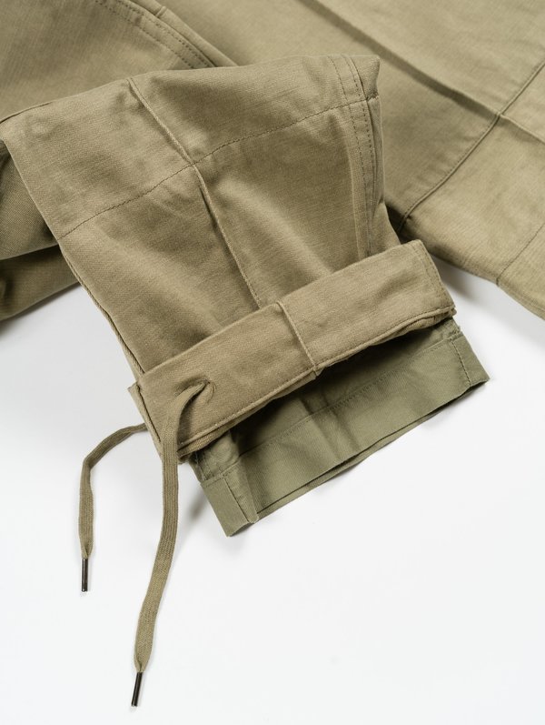 Auralee Washed Finx Buggy Satin Narrow Field Pants - Khaki Green