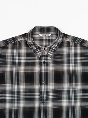 Auralee Wool Recycled Polyester Cloth Shirt - Black Check | Garmentory