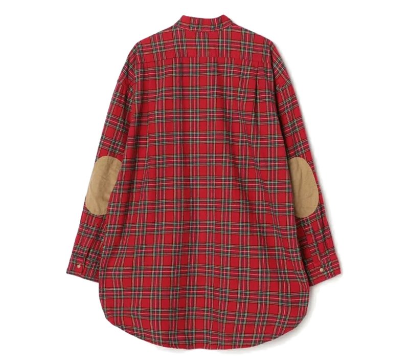 Orslow Loose Fit Stand Collar Shirt - Red Check | Garmentory
