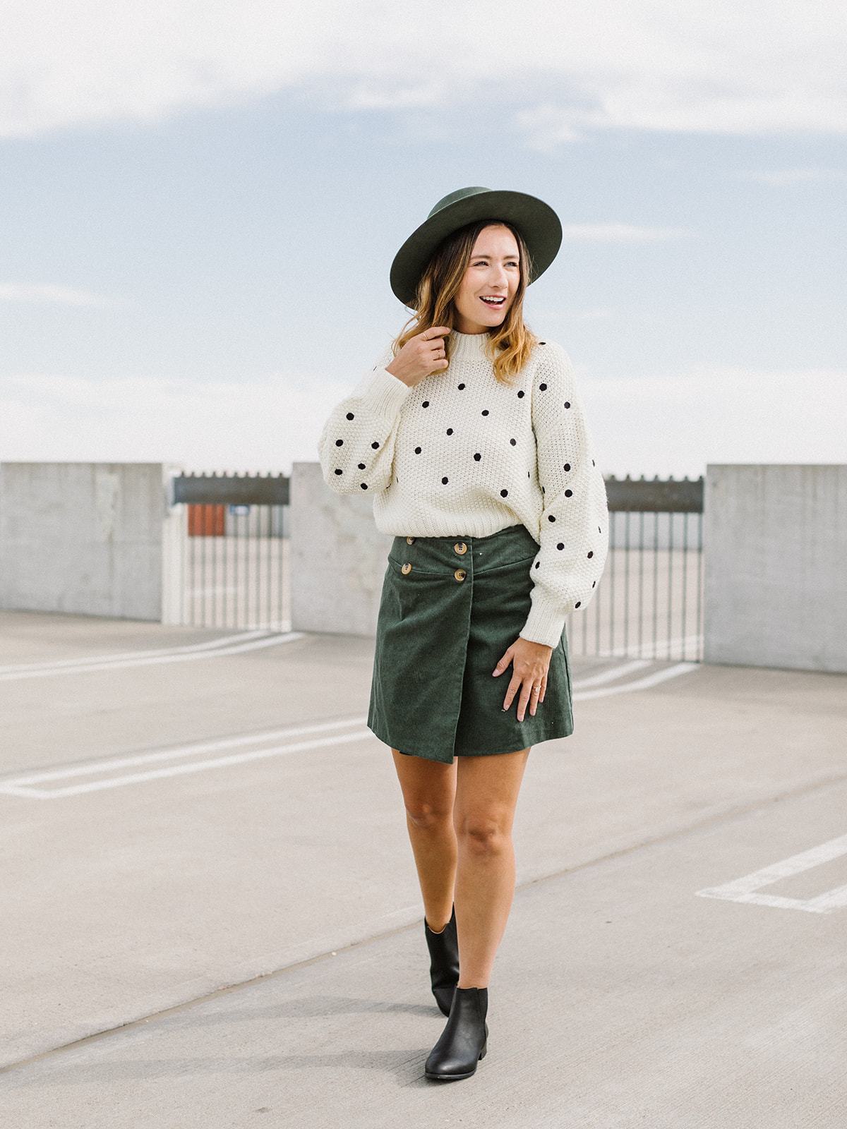 Sugar Lips Minnie Embroidered Dot Sweater Black/Cream Garmentory