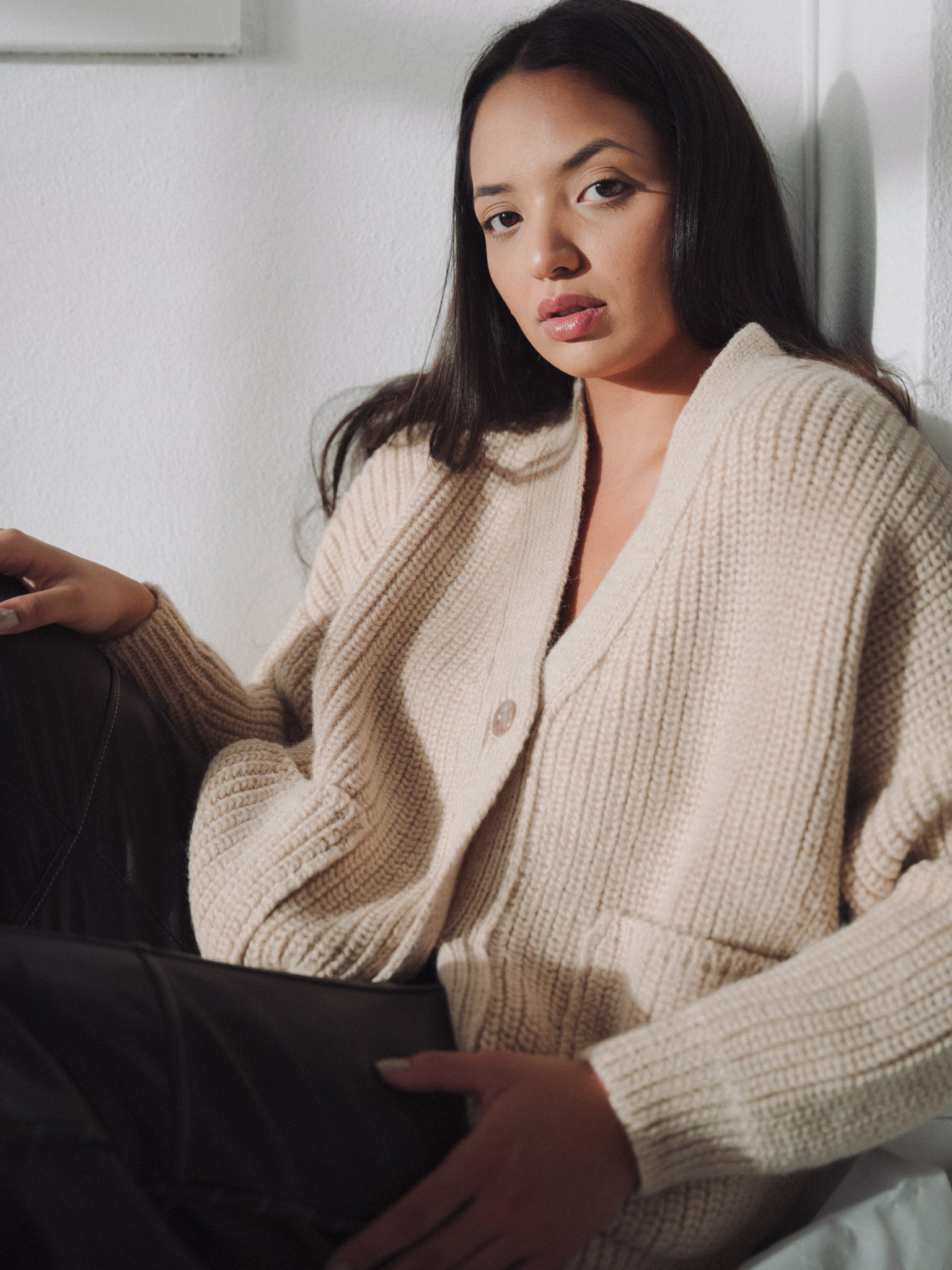 Cordera ecowool chunky cardigan - natural | Garmentory
