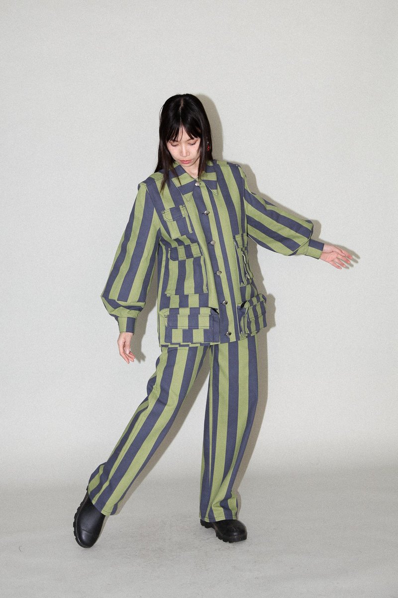 KkCo Unelma Meteor Pant - Algae/Navy Stripe