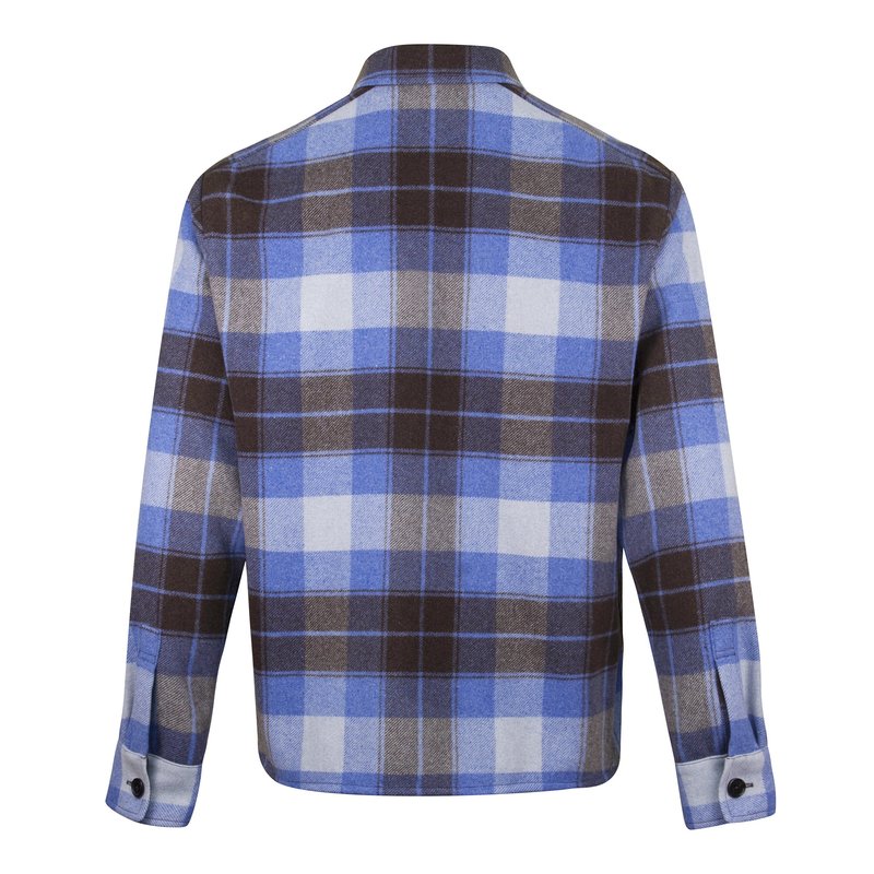 Kenzo Plaid Wool Blend Check Overshirt - Blue | Garmentory
