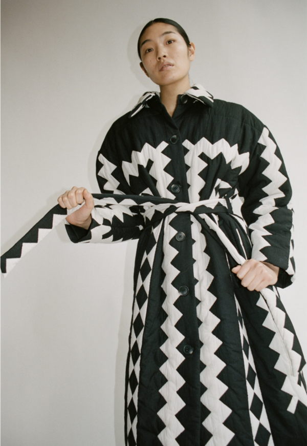 Sea NY Helena Quilted Coat - Black/White | Garmentory