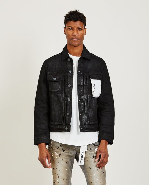 P007 Denim Jacket Bandana Trucker Black 
