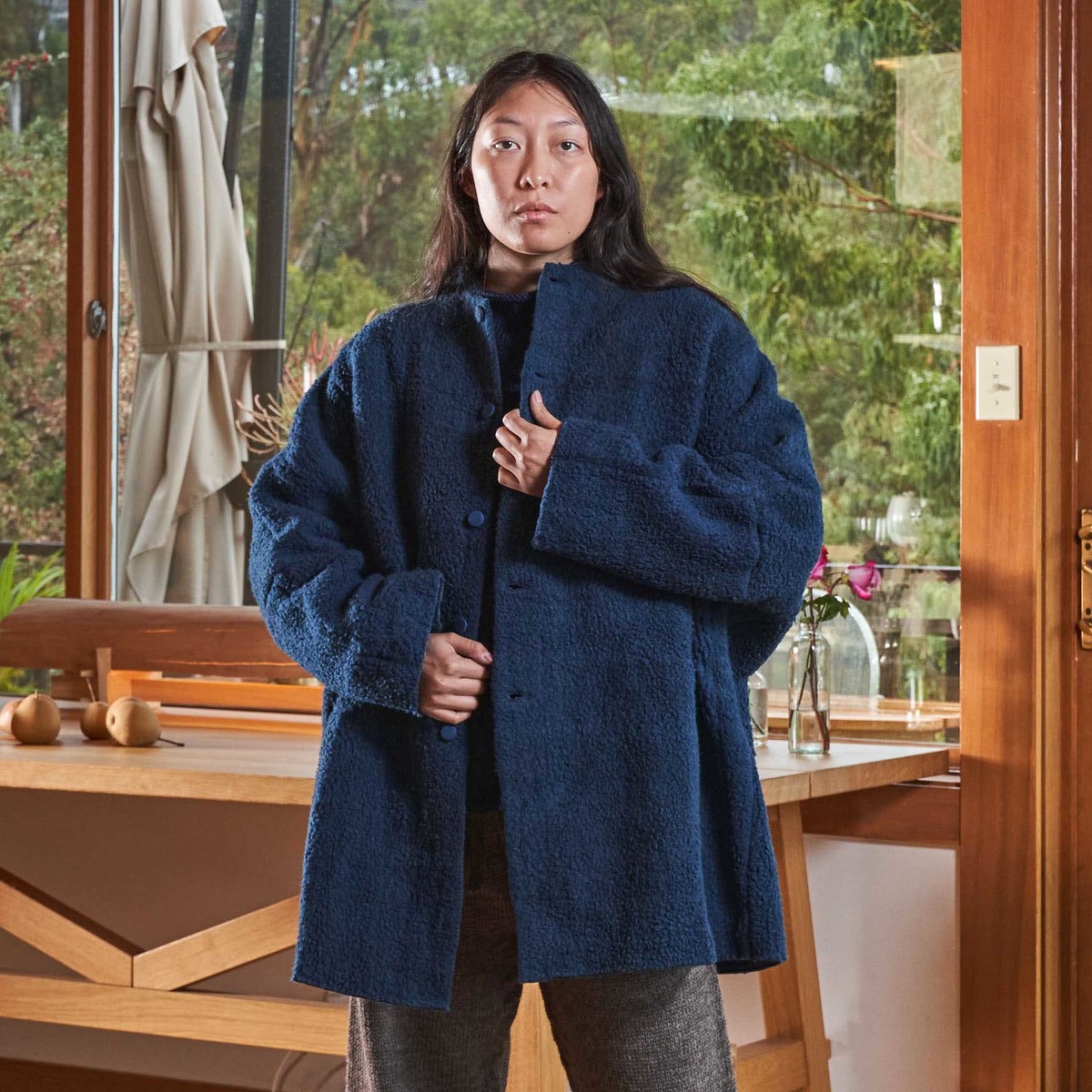 11.11 / Eleven Eleven Cocoon Coat - Handspun & Handwoven Indigo Wool - Image 2 of 10