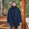 11.11 / Eleven Eleven Cocoon Coat - Handspun & Handwoven Indigo Wool - Thumbnail 5
