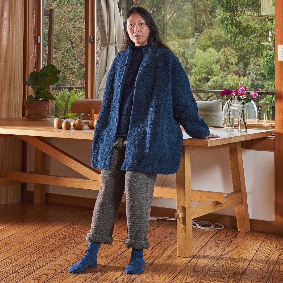 11.11 / Eleven Eleven Cocoon Coat - Handspun & Handwoven Indigo Wool - Image 1 of 10